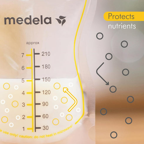 Medela Easy Pour Breastmilk Storage Bags | 100 Count 210ml | Disposable Leakproof Breast Milk Bags with Milk
