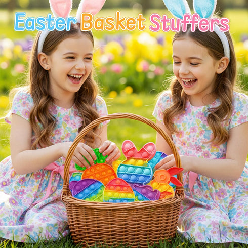 Woplagyreat Easter Bubble Fidget Toys, Kids Girls Boys Cute Bunny Sensory Toy Basket Stuffers Toddler Adult Stress