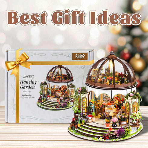Kisoy DIY Miniature House Kit, Tiny House Building Kit with Furniture and LED Light for Adults and Teens, DIY Mini