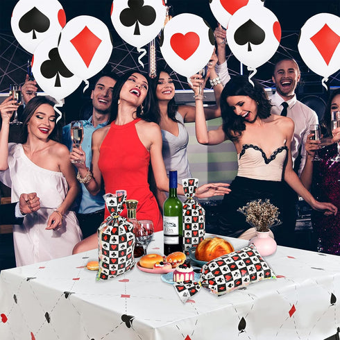 Lecpeting 2 Pcs Casino Tablecloth, Plastic Table Covers 87 x 51 Inches for Poker Birthday Party Supplies