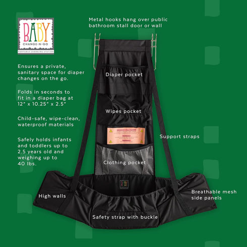 Black Travel Diaper Changing Station - Compact & Safe