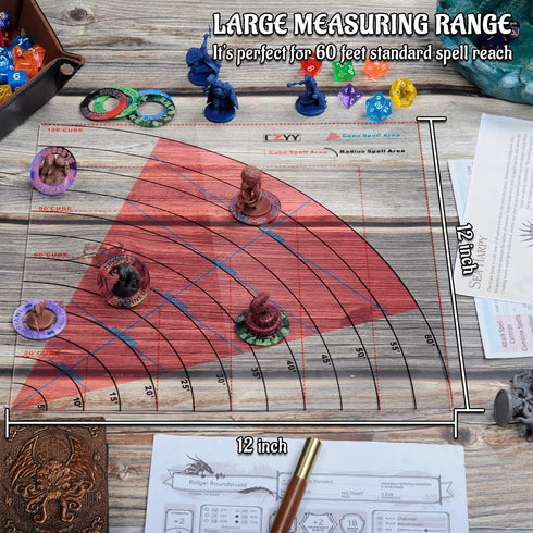 Cone Spell AOE Template Acrylic Damage Markers for Tabletop Game Map Measure Tool, DM Accessories for D&D, TTRPGs