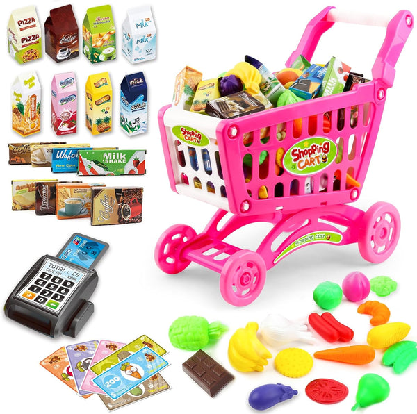 deAO Kids Shopping Cart Trolley for Groceries Toddlers 65 Food Fruit Vegetables