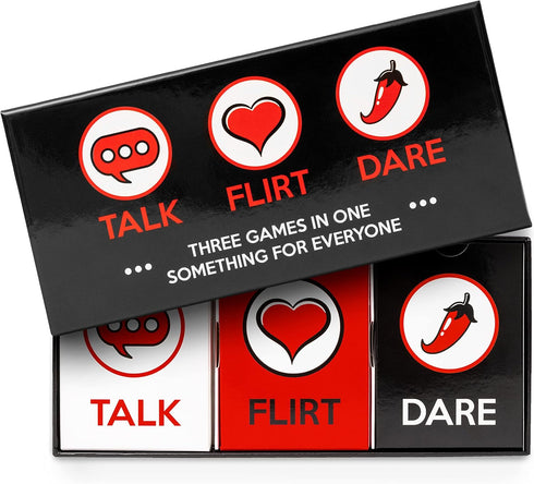 Fun Romantic Game for Couples - Talk Flirt Dare Date Night Box - Conversation & Action Cards for Relationships