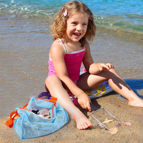 2 2 Vodolo PCS Beach Mesh Shovel with PCS Mesh Beach Bag for Filter Sand, Kids Shell Collecting Scooper for Picking Up