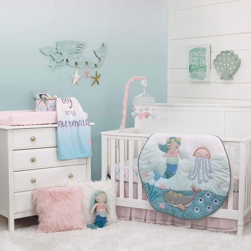 100% NoJo Sugar Reef Mermaid Photo Op Cotton Fitted Crib Sheet