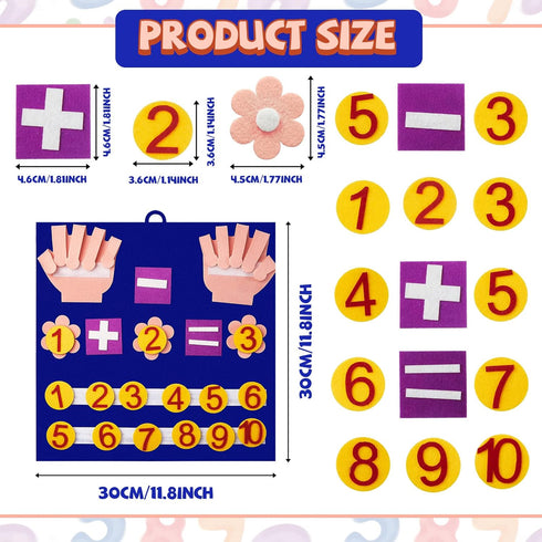 2 Handmade Felt Finger Toy Set, Felt Math Toys for Kindergarten Learning, Counting Finger Boards Addition Subtraction