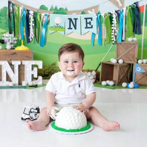 CANTLY 1st 1st Golf High Chair Banner for Birthday - First Birthday Decoration for Baby's,Golf Theme Birthday