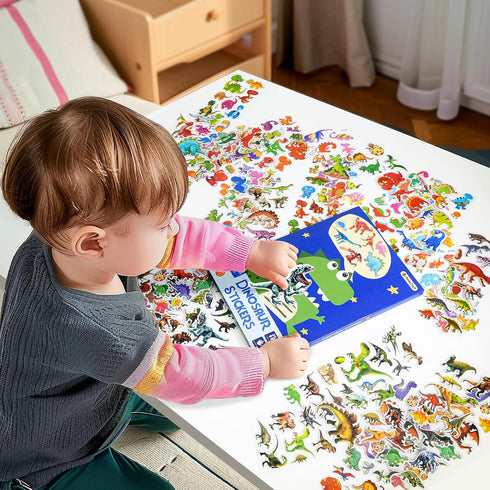 BEESTECH 24 Sheets Dinosaur Stickers for Kids, 450+ Teacher Reward Stickers, Potty Chart Training, Party Favor Supplies