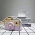 Baby Toy Wooden Mini Camera - Cute Neck Hanging Photographed Props for Kids' Room Decor, Purple