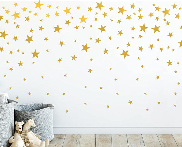 Stars Wall Art Home Decor Stickers for Kids Room, Baby Nursery Wallpaper YA343, Gold