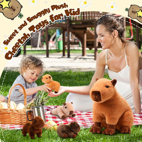 Hollowfly 5 Mommy 4 Pcs Capybara Stuffed Animals Capybara Plush Gift for Stuffed Kids with Cute Babies Inside Soft