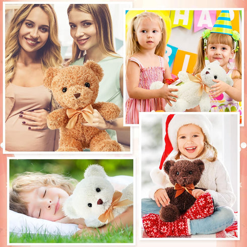 HyDren 12 Pcs Bear Stuffed Animal, 12 Inch Bulk Soft Plush Bears with Ribbon Bow Ties for Gifts