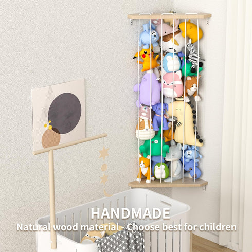 Stuffed Animal Storage Organizer, Upgraded Hammock Corner & Net for Plushie Toys with Adjustable Height for Kids
