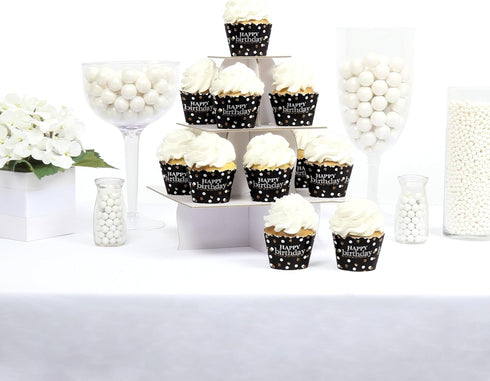 Big Dot of Happiness Adult Happy Birthday - Gold Birthday Party Decorations, Set of 12 Cupcake Wrappers