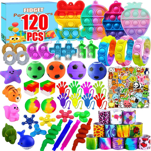 Aibequ 120 Pcs Fidget Toys Party Favors for Kids, Stress Relief Sensory Toys