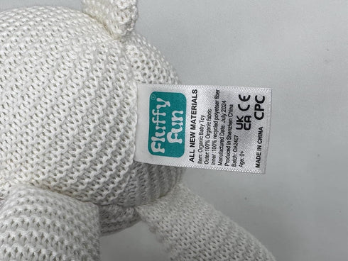 100% Organic Cotton Baby Stuffed Animals, White Teddy Bear for Newborn, 6.5"