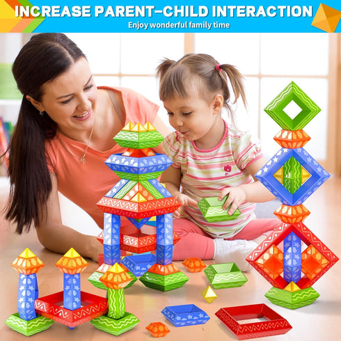 Doloowee 30 Pcs Montessori Stacking Toys for Toddlers 1-5, Building Blocks Educational Gift for Christmas Stocking