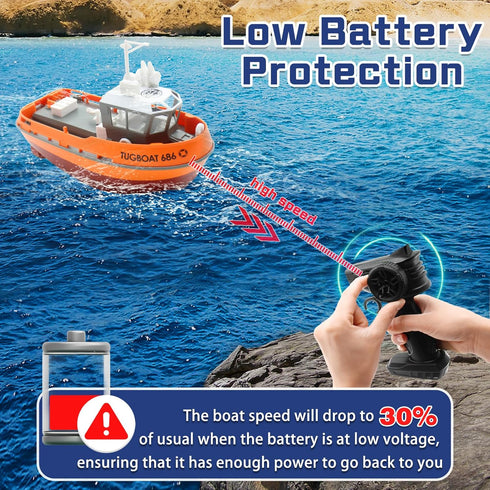 Tucraew 1/72 40 RC Boat, RC Tugboat for Pools and Lakes, High-Speed Remote Control Boat with Mins Play Time and Low