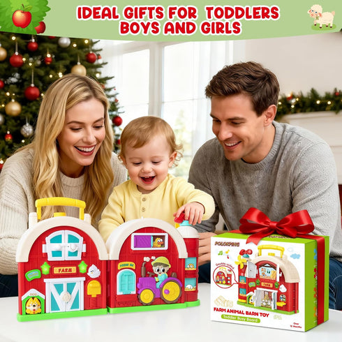 polokping 1 2 1-3, 12-18 1+ Montessori Farm Busy Board, Motor Skills Developmental Toys for Year Old Boy Girl Gifts