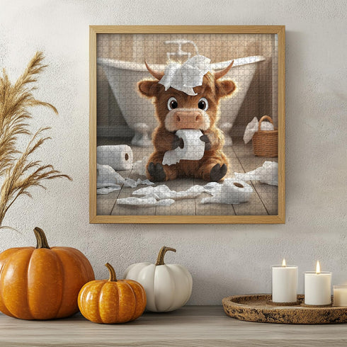 PICKFORU 1000 Highland Cow Puzzles for Adults Pieces,Cute Cow Jigsaw Puzzle, Funny Bathroom Calf Puzzles, Challenging