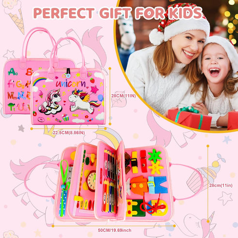 Pnooe 1-3 2-4 Toddler Busy Board Montessori Toys for Toddler Year Old, Girl Birthday Gift, Preschool Educational