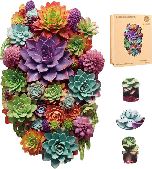 Delobil Mothers Day Puzzles for Adults with Puzzle Saver - Succulent Wooden