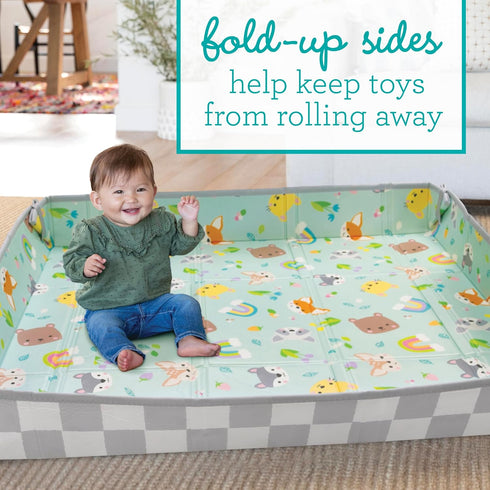 57" Infantino Foldable Soft Foam Play Mat, Baby Mat for Floor Time, Lightweight, Easy to Store, Wipeable, Animals