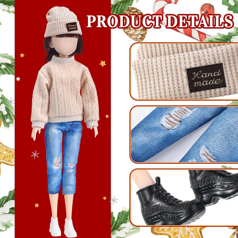 Bencailor 8 Pcs Doll Clothes & Accessories for 12 Inch Girls Doll, Includes Sweater, Pants, Shoes & Hat