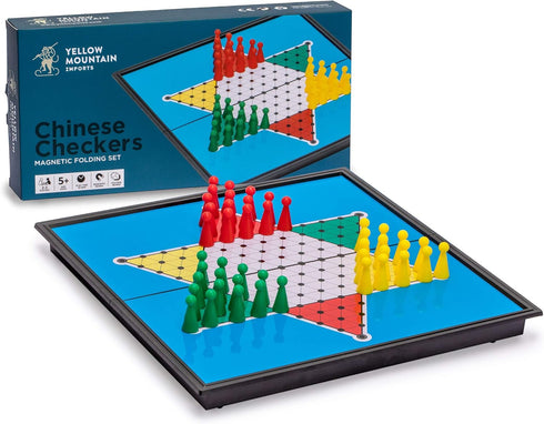 Yellow Mountain Imports Magnetic Chinese Checkers Halma Travel Set, 9.8 Inches - Folding Portable Board Game