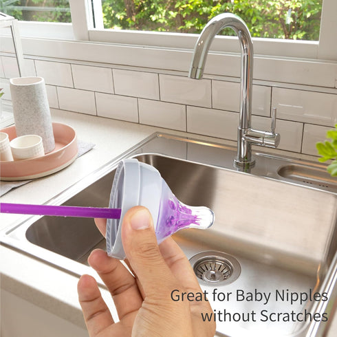2 Set, A2S A-Brush Silicone Bottle Cleaner Brush, Piece Flexible, Long Handle - Water Bottle Cleaner, Baby Bottle