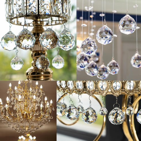 13pcs 2026 (20mm/30mm/40mm) Clear Crystal Ball Hanging Ornaments for Window Chandelier Parts Hanging Prisms