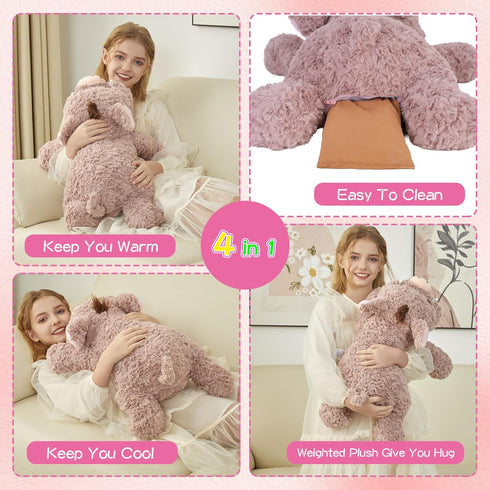 27" 5 Lbs GILFWM Weighted Stuffed Animals Pig, Heatable and Coolable Weighted Plush with Microwavable Heating