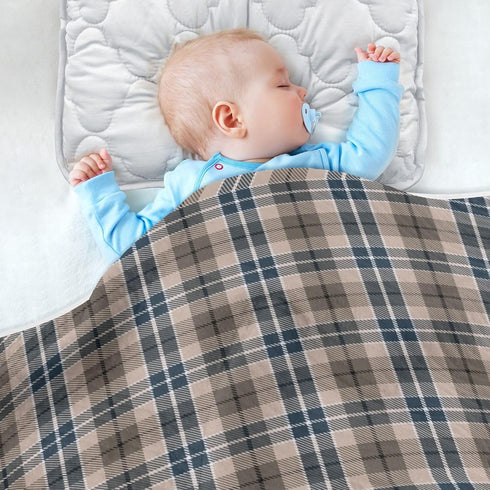 CHUROUSY 30x40 Inch Brown Plaid Checkered Baby Blanket for Boys Girls Geometric Gingham Nursery Swaddling Wrap Rustic