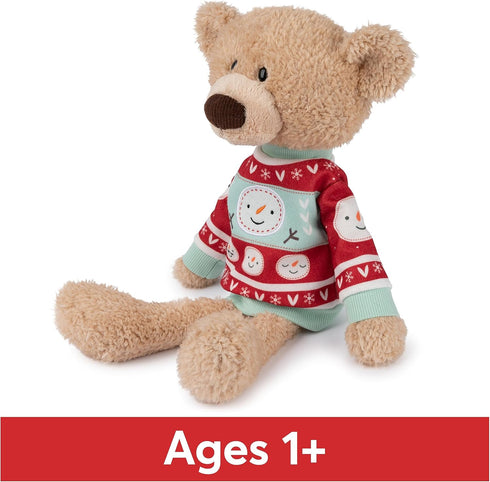 GUND Toothpick Classic Teddy Bear Stuffed Animal with Holiday Sweater, 15”, Beige/Red/White, Ages 1 and Up