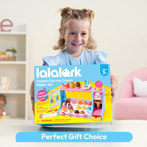 lalalark Set 3 4 5+ Ice Cream Maker Toy for Kids, Play Ice Cream and Ice Cream Scoop Toy, Pretend Ice Cream Shop, Color
