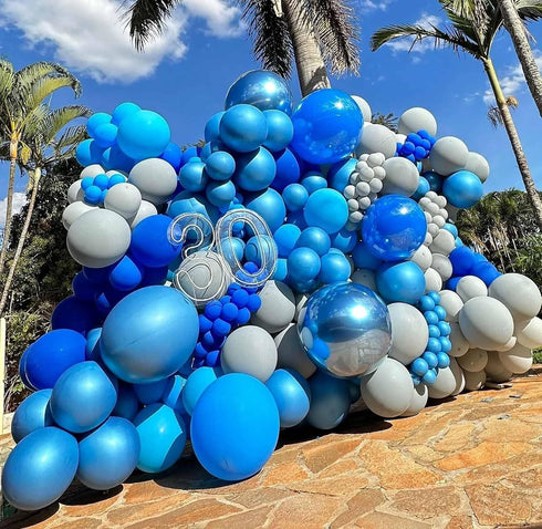 KALOR 100 pcs Metallic Blue Balloons, 5 inch Thick Latex Chrome for Birthday Decoration, Wedding Party