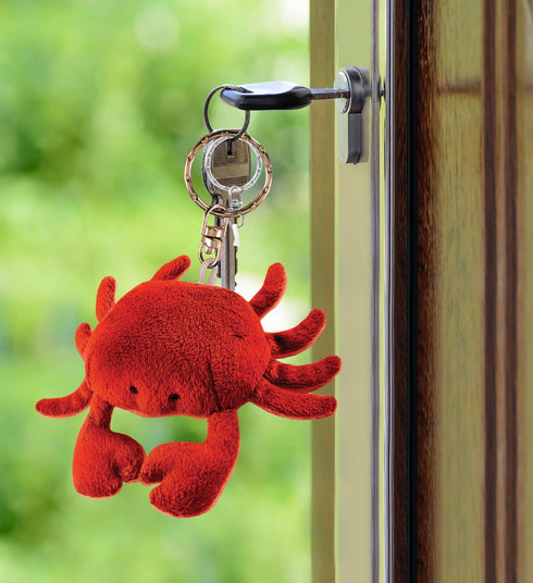 Backpack 4 Inches Puzzled Red Crab Plush Keychain Stuffed Animal Toy - Soft Ocean Life Animal Crab Charm Keyring, Cute