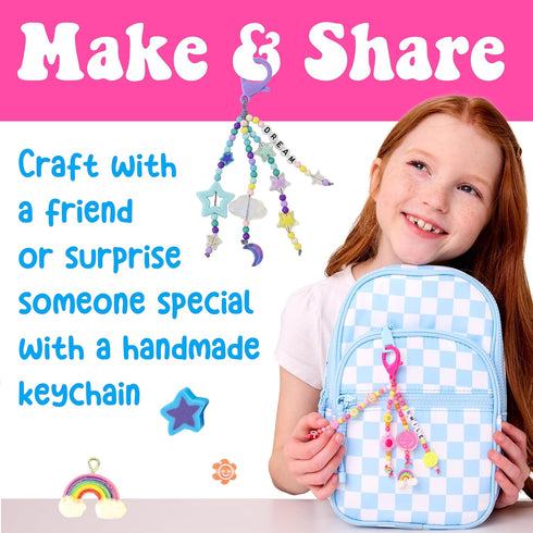 Backpack 2 6+) Creativity for Kids Keychains Mini Kit | Make Trendy Keychains with Beads & Charms | DIY Craft Kit