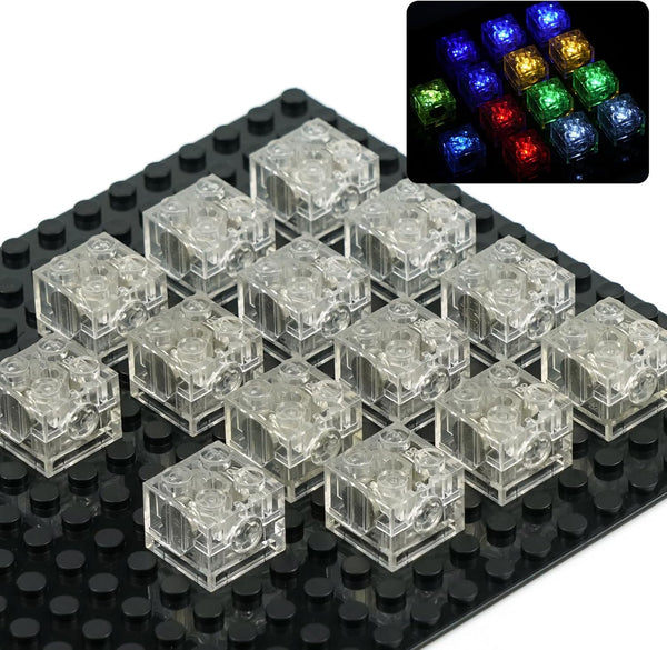 Light Up Bricks Kits Accessories Pack, 14pcs Classic 2x2 Clear LED Building Blocks Toys