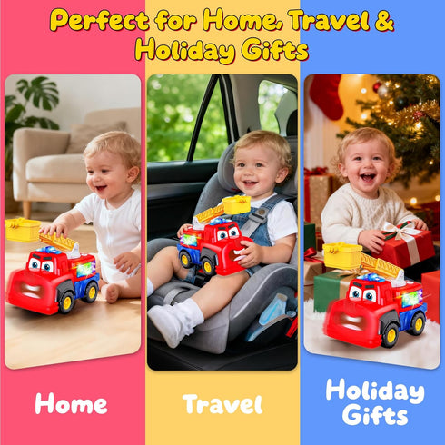 Tozkizm 18M+, 18 Talking Fire Truck Toy for Toddlers Interactive Fire Engine with Voice Repeat and Moving Mouth