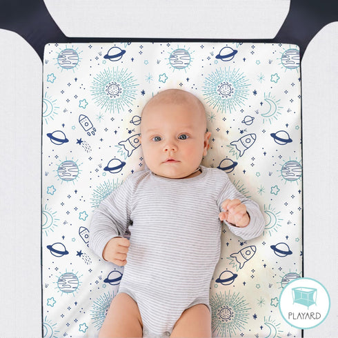 The Peanutshell Pack n Play Sheets, Fitted Mini Crib Sheets, Playard Sheets, Playpen, Portable Crib Bedding for Boy or Girl, Celestial Space 3 Pack by The Peanutshell