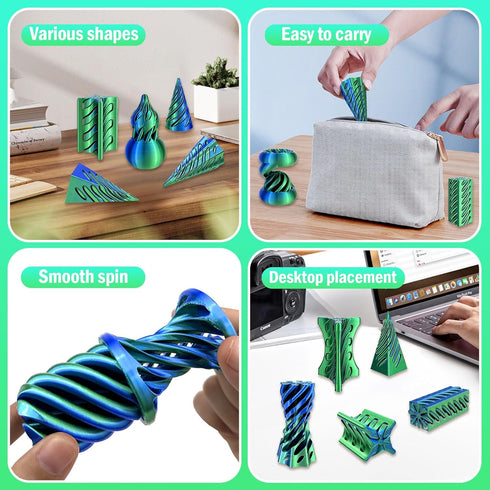 10 Pack 3D Set Printed Spiral Fidget Toys Impossible Magic Passthrough Stress Relief Toy for Anxiety