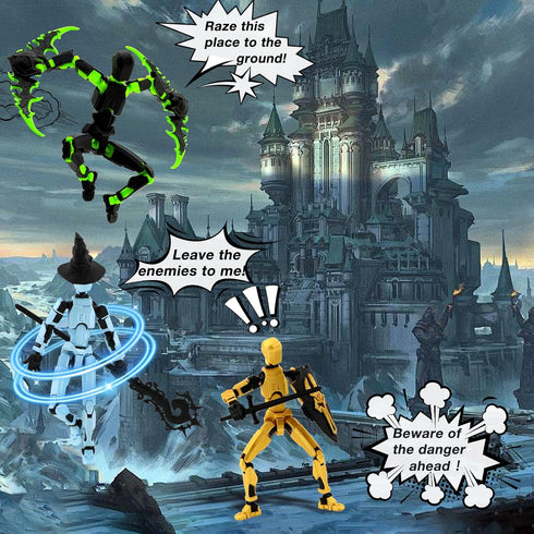 13 5-Pack 3D Dummy 13 Qoopower Titan Action Figure Assembly Completed, Printed T Lucky Action Figure Articulated, Gift