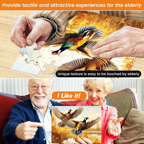 3 Pack 48 Large Piece Puzzles for Seniors, Dementia Activities, Kittens, Chicks, Birds Gift for Elderly Adults