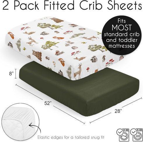 2-Piece Set Sweet Jojo Designs Baby Crib Sheets (Woodland Animals) for Boys or Girls, Infant Nursery, Toddler Room