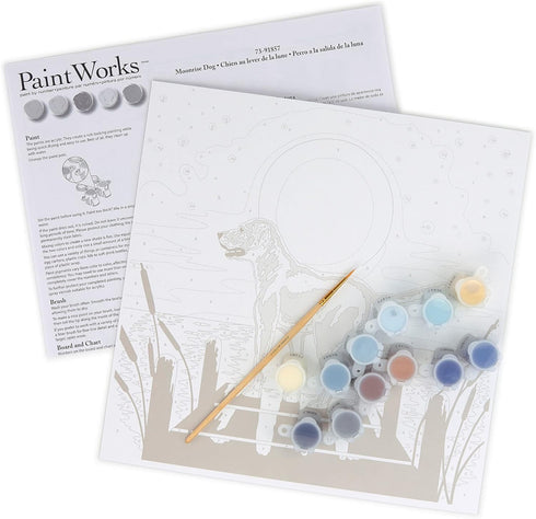 Dimensions PaintWorks 73-91857 Moonrise Dog Animal Paint by Number Kit for Adults and Kids, 11" x 11", Multicolor