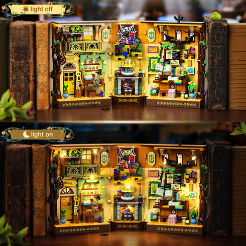 Set 930 10+ INSOON Magic Herb Book Nook Building with Light, DIY Booknook Building Block Kit for Home Bookshelf Decor