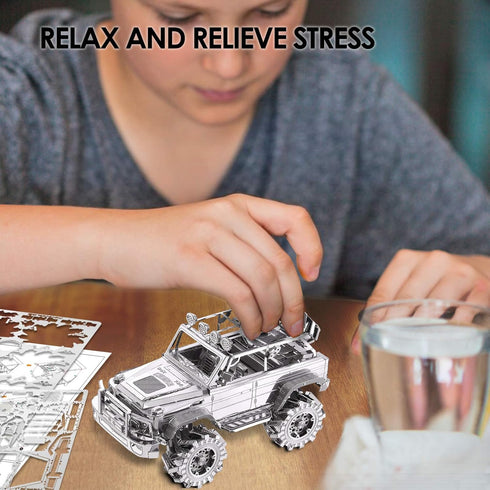 Piececool 3D Metal Puzzle SUV Car Model Kits, 157 Pcs Building Kit, Brain Teaser DIY Craft Toys for Teens, Men, Women.