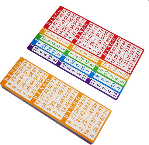 Yuanhe Bingo Paper Game Cards - 3 Cards, 100 Sheets in Mixed Colors